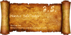 Hantz Sándor névjegykártya
